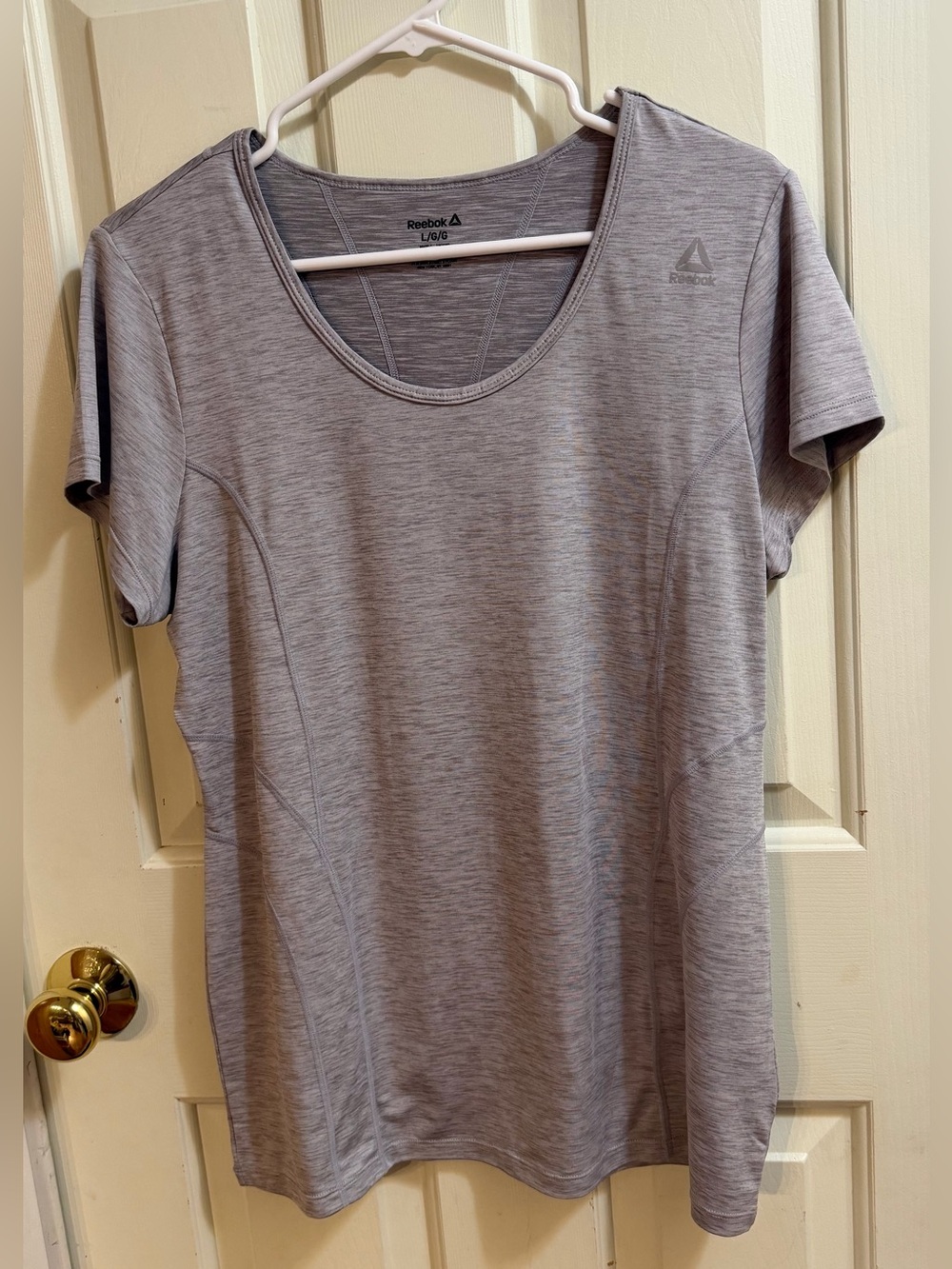Reebok Women's Large Heather Gray Variegated Athletic Short Sleeve T-Shirt | L